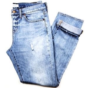 Madewell Slim Boyjean Light Wash Distressed Jeans